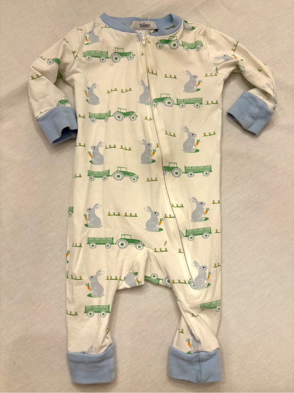 Ishtex Botique Footed One-Piece with Blue Trim